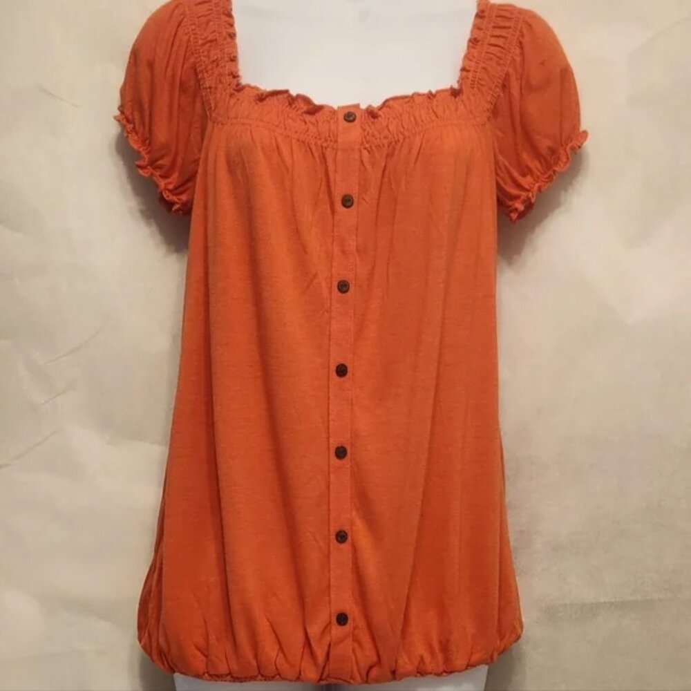 Women's Coral Blouse with button detail